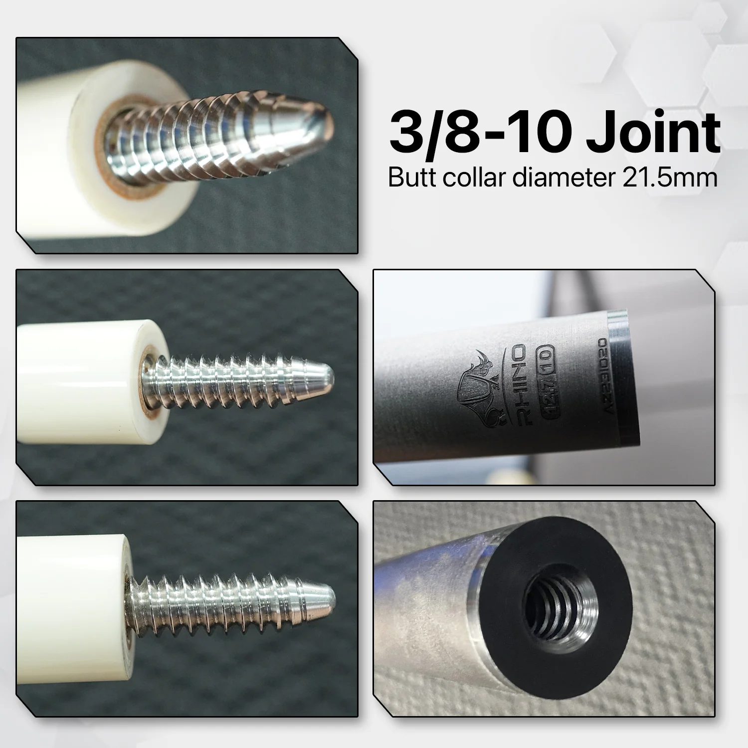 Rhino - 30" / 3/8-10 Carbon Pool Cue Single Shaft - Image 6
