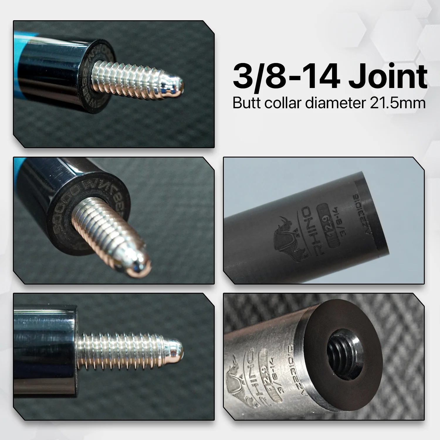 Rhino - 30" / 3/8-14 Carbon Pool Cue Single Shaft - Image 6