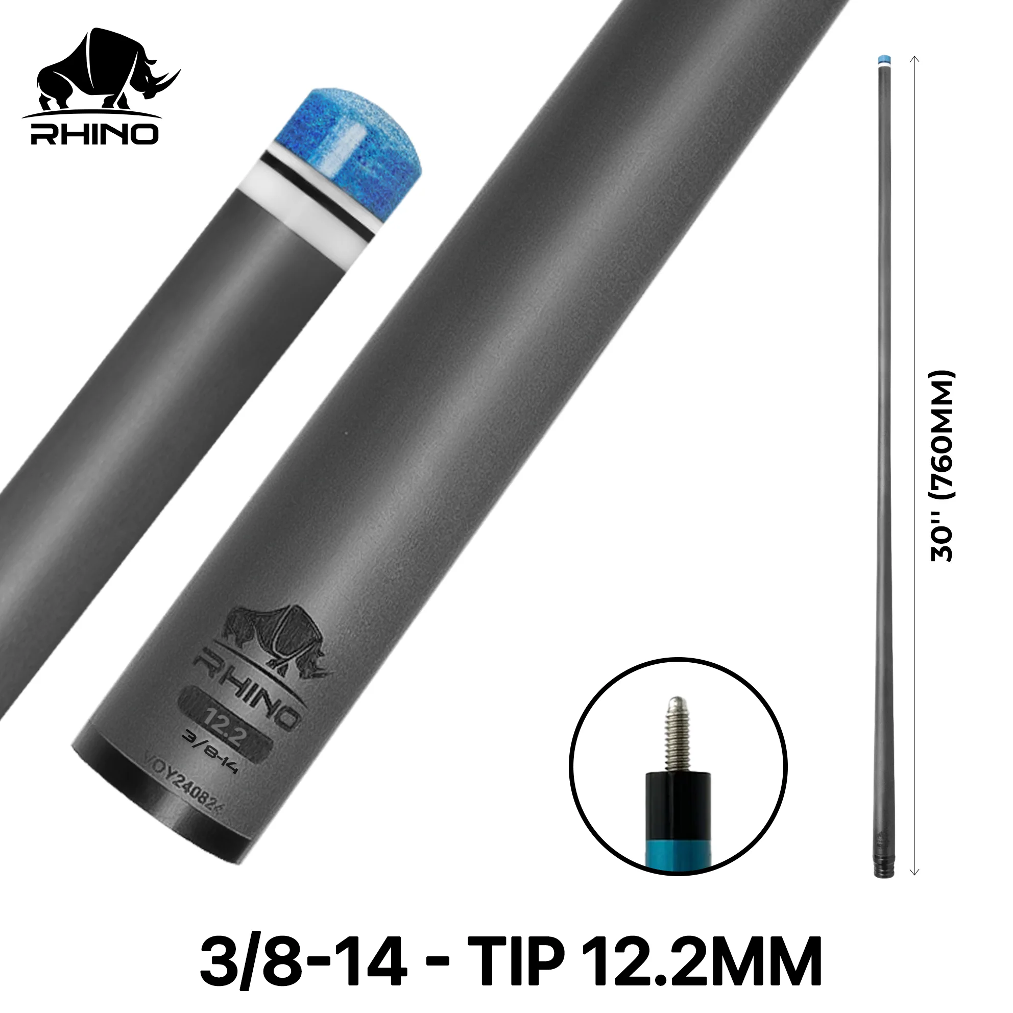 Rhino - 30" / 3/8-14 Carbon Pool Cue Single Shaft - Image 9