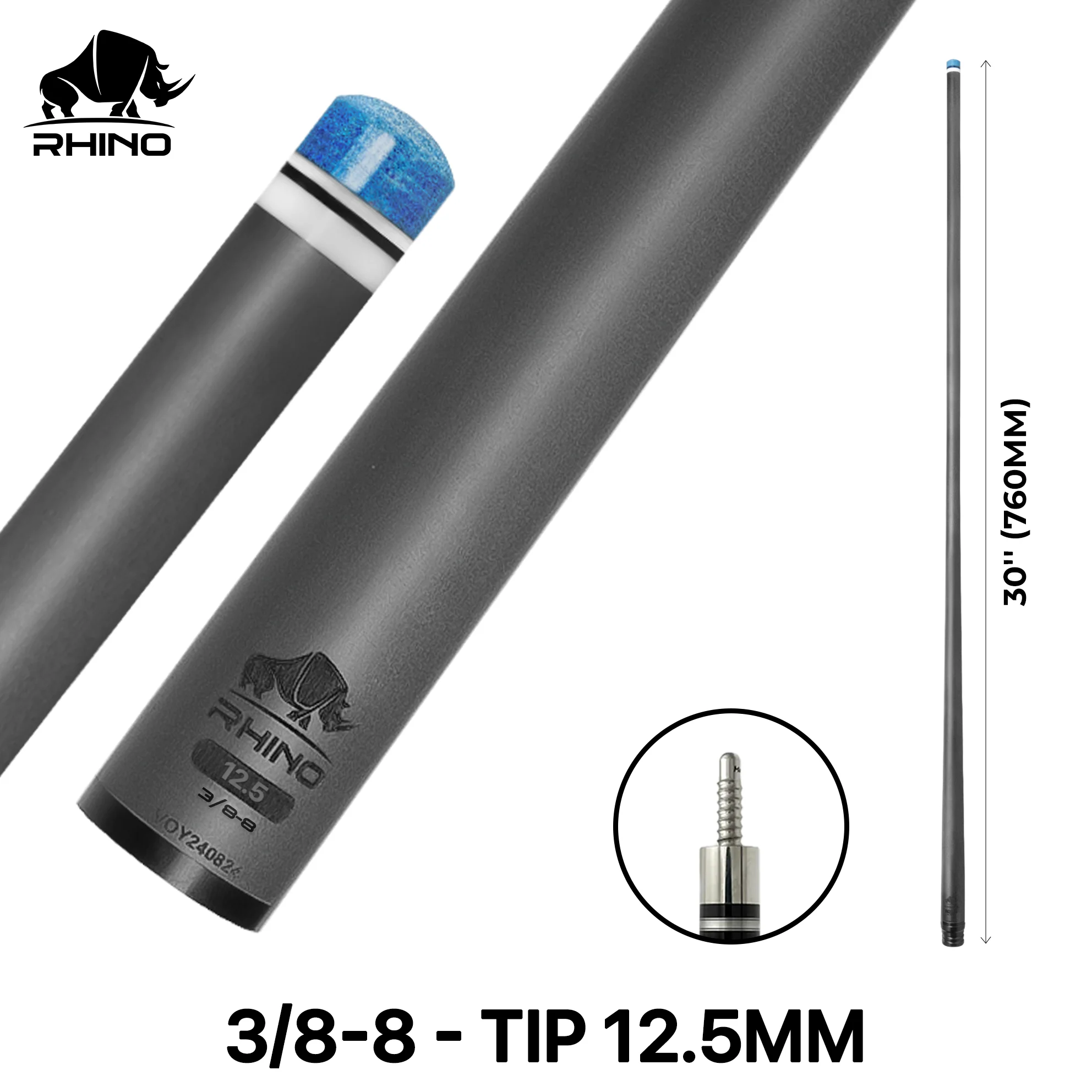 Rhino - 30" / 3/8-8 Carbon Pool Cue Single Shaft - Image 11