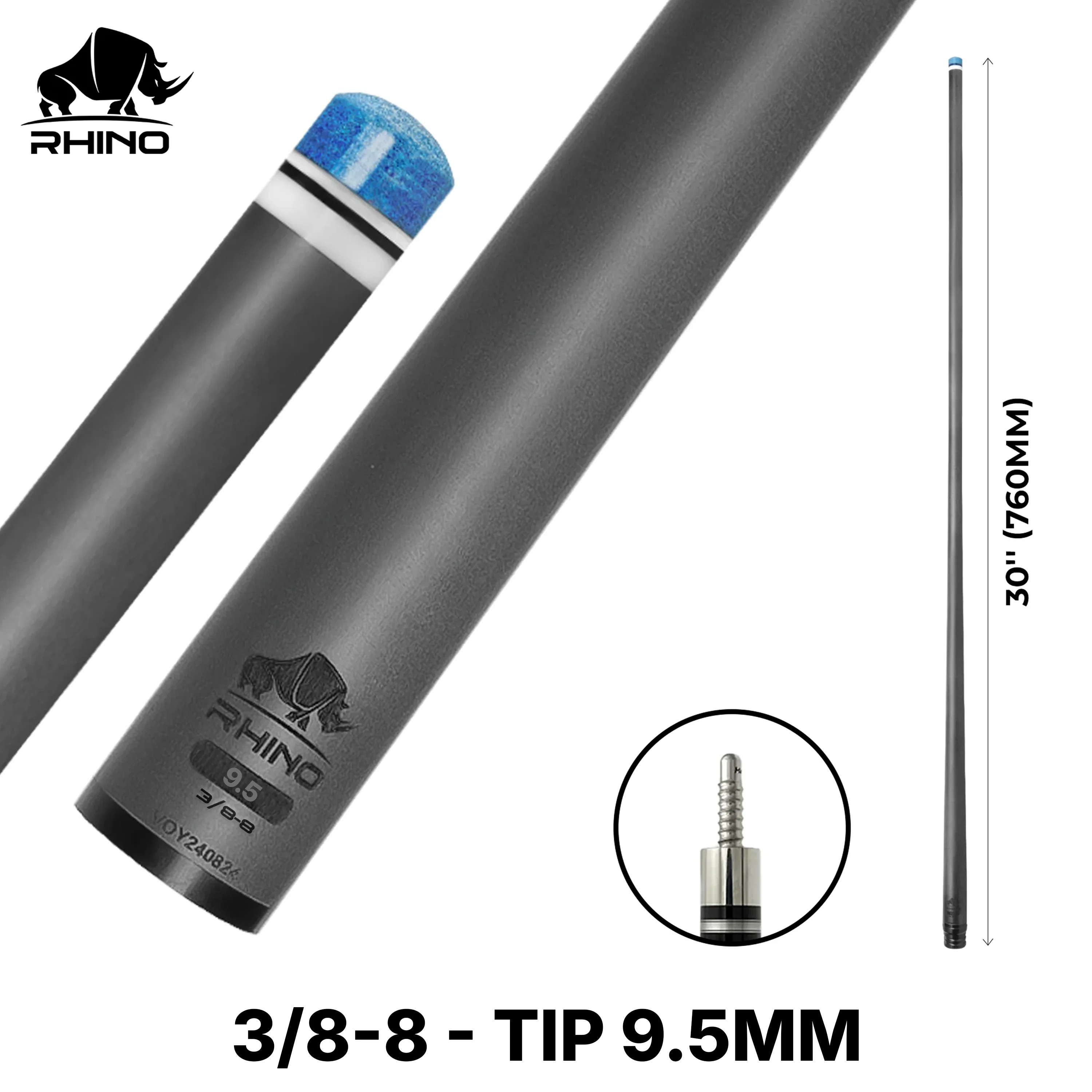 Rhino - 30" / 3/8-8 Carbon Pool Cue Single Shaft - Image 16