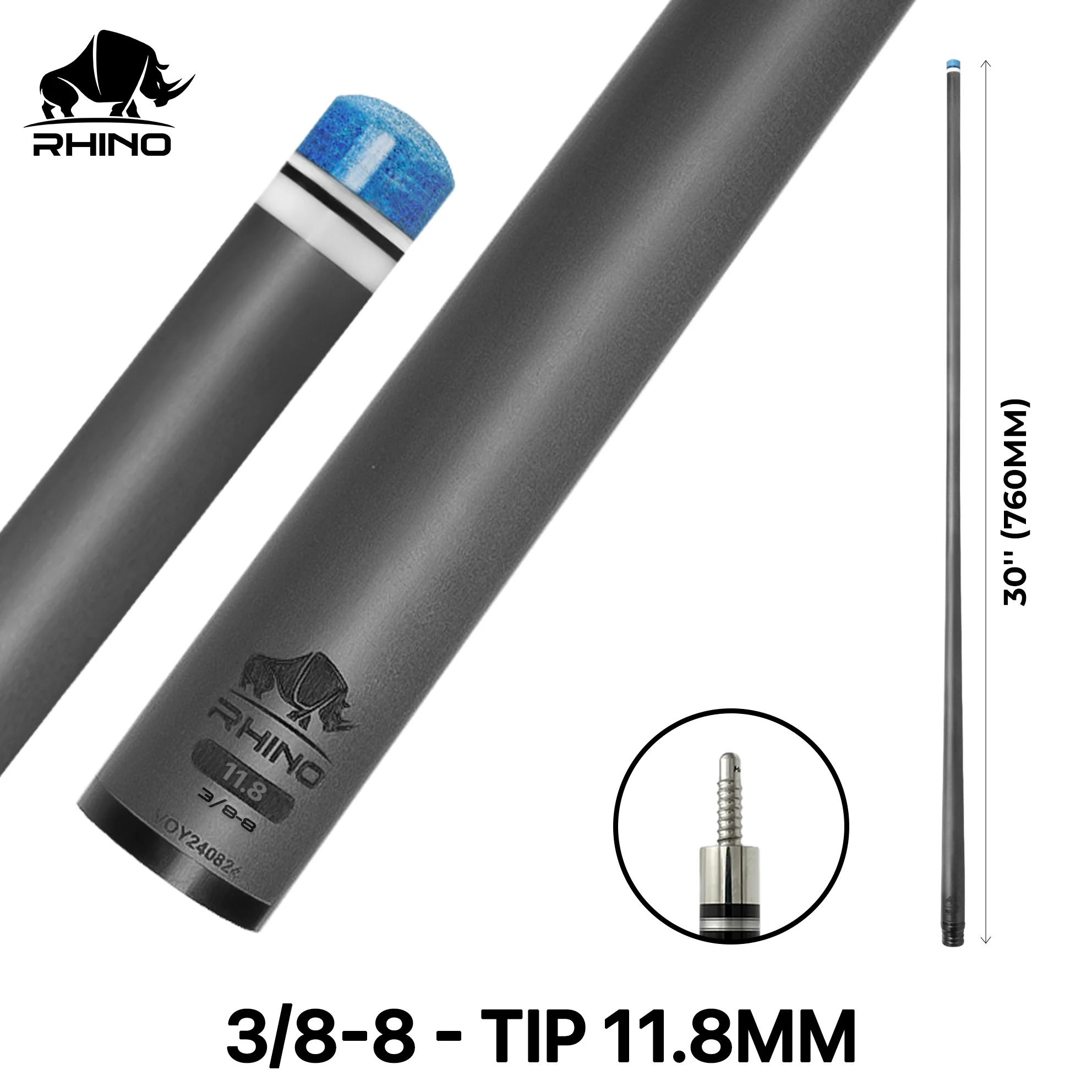 Rhino - 30" / 3/8-8 Carbon Pool Cue Single Shaft - Image 8