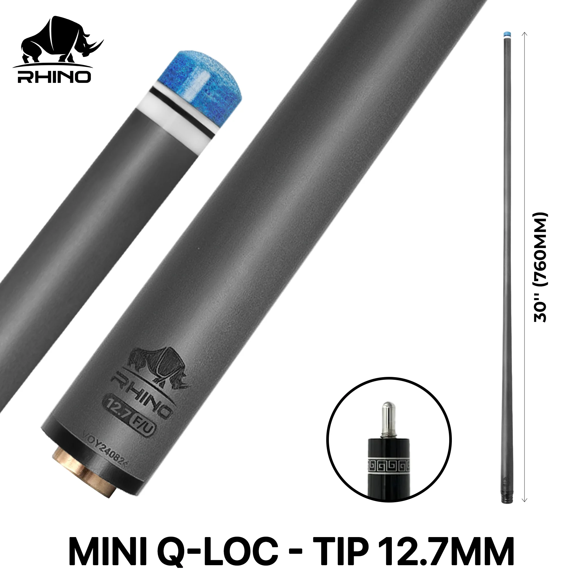 Rhino - 30" / Mini Q-loc F/U Carbon Pool Cue Single Shaft - Image 13