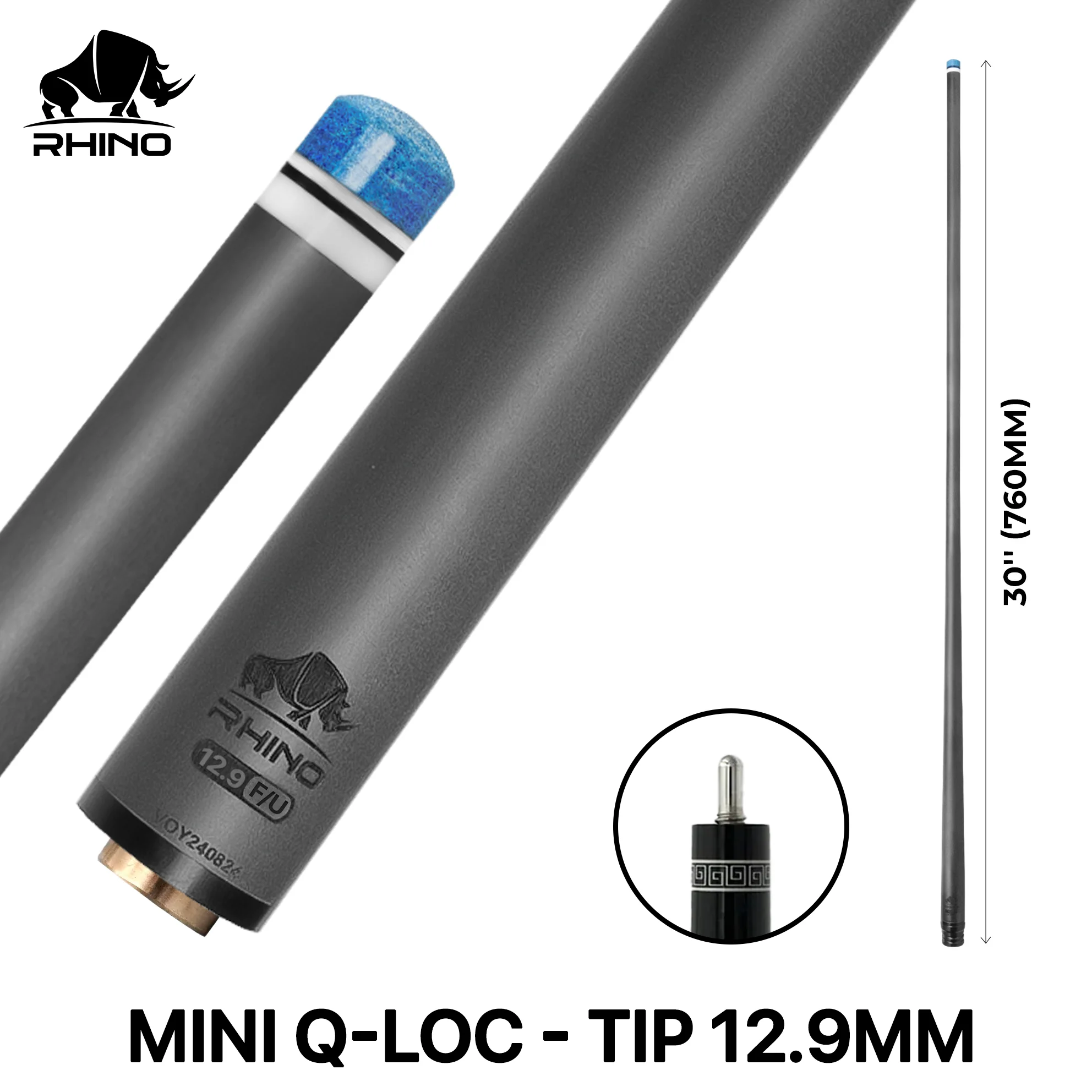 Rhino - 30" / Mini Q-loc F/U Carbon Pool Cue Single Shaft - Image 15