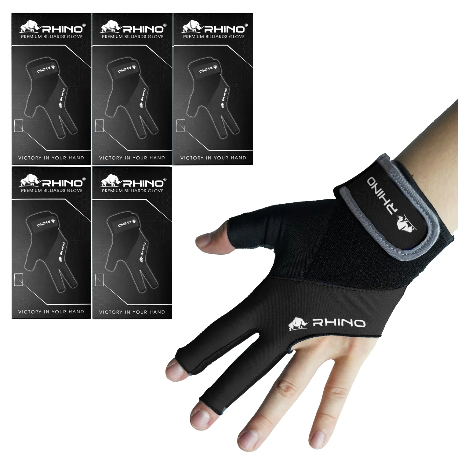 RHINO Billiards Glove Left Hand - Black - Image 5
