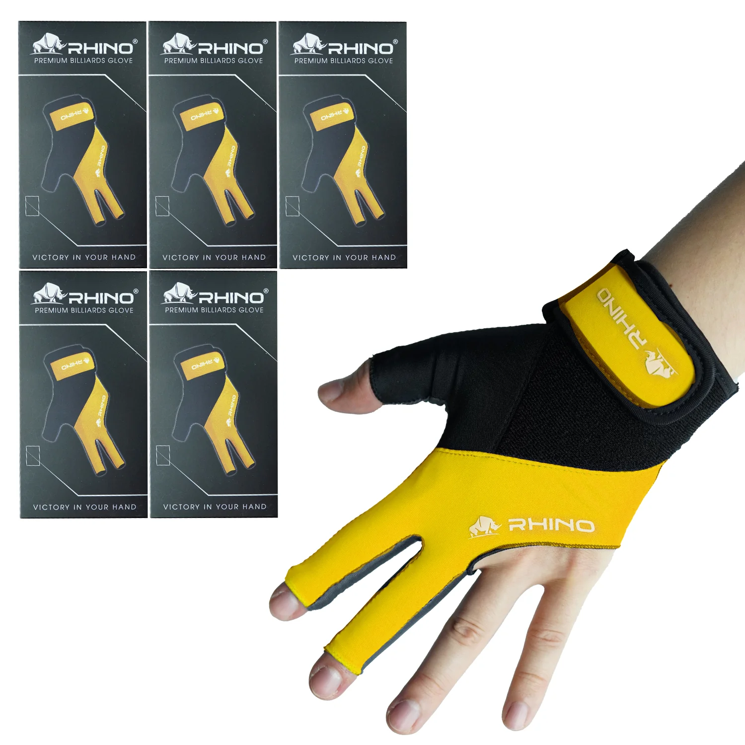 RHINO Billiards Glove Left Hand - Yellow - Image 5