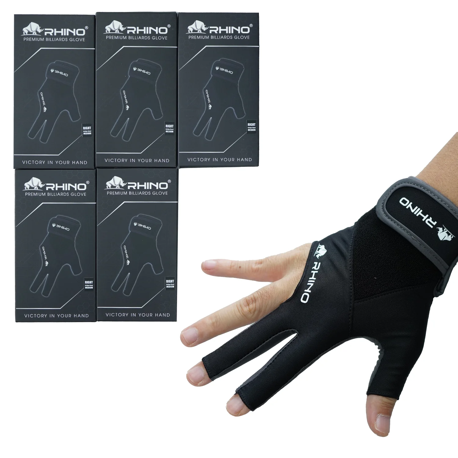 RHINO Billiards Glove Right Hand - Black - Image 5