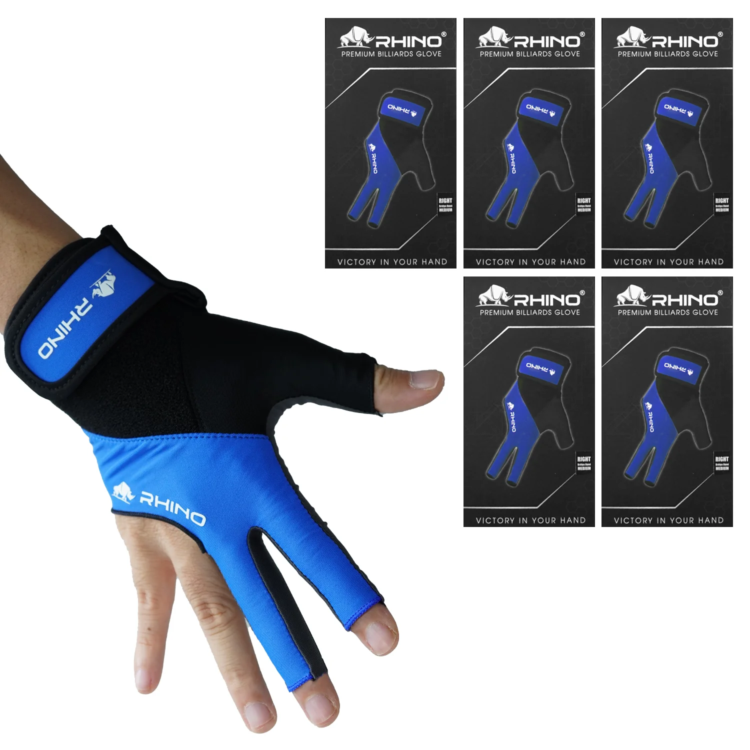 RHINO Billiards Glove Right Hand - Blue - Image 5