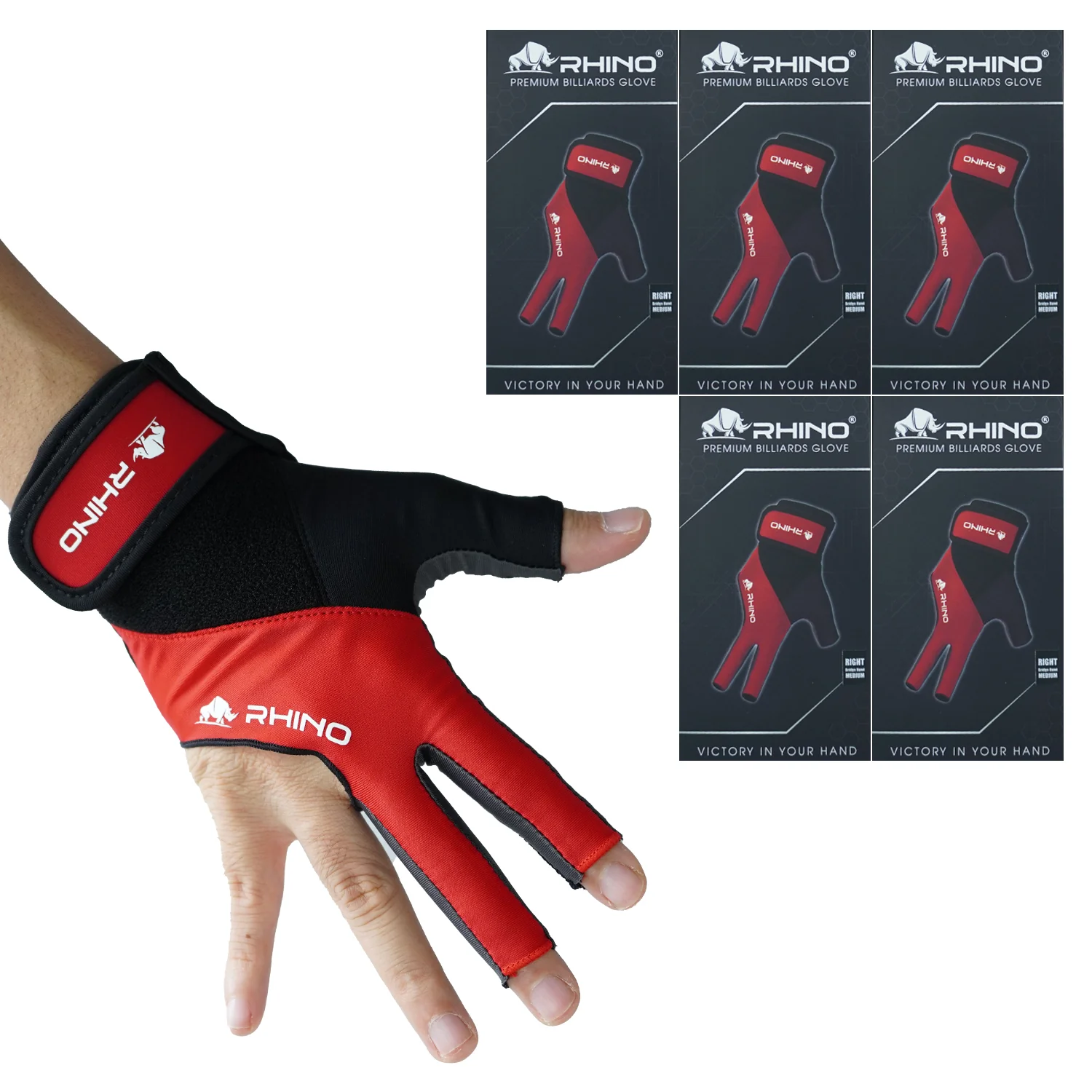 RHINO Billiards Glove Right Hand - Red - Image 5