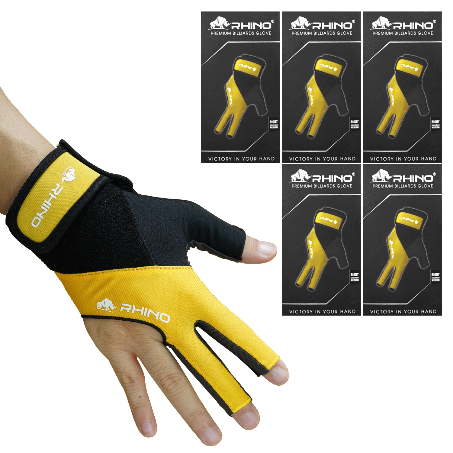 RHINO Billiards Glove Right Hand - Yellow - Image 4
