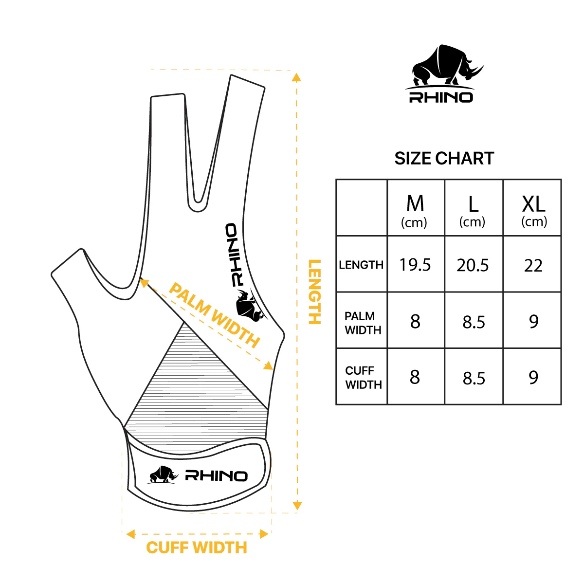 RHINO Billiards Glove Right Hand - Yellow - Image 6
