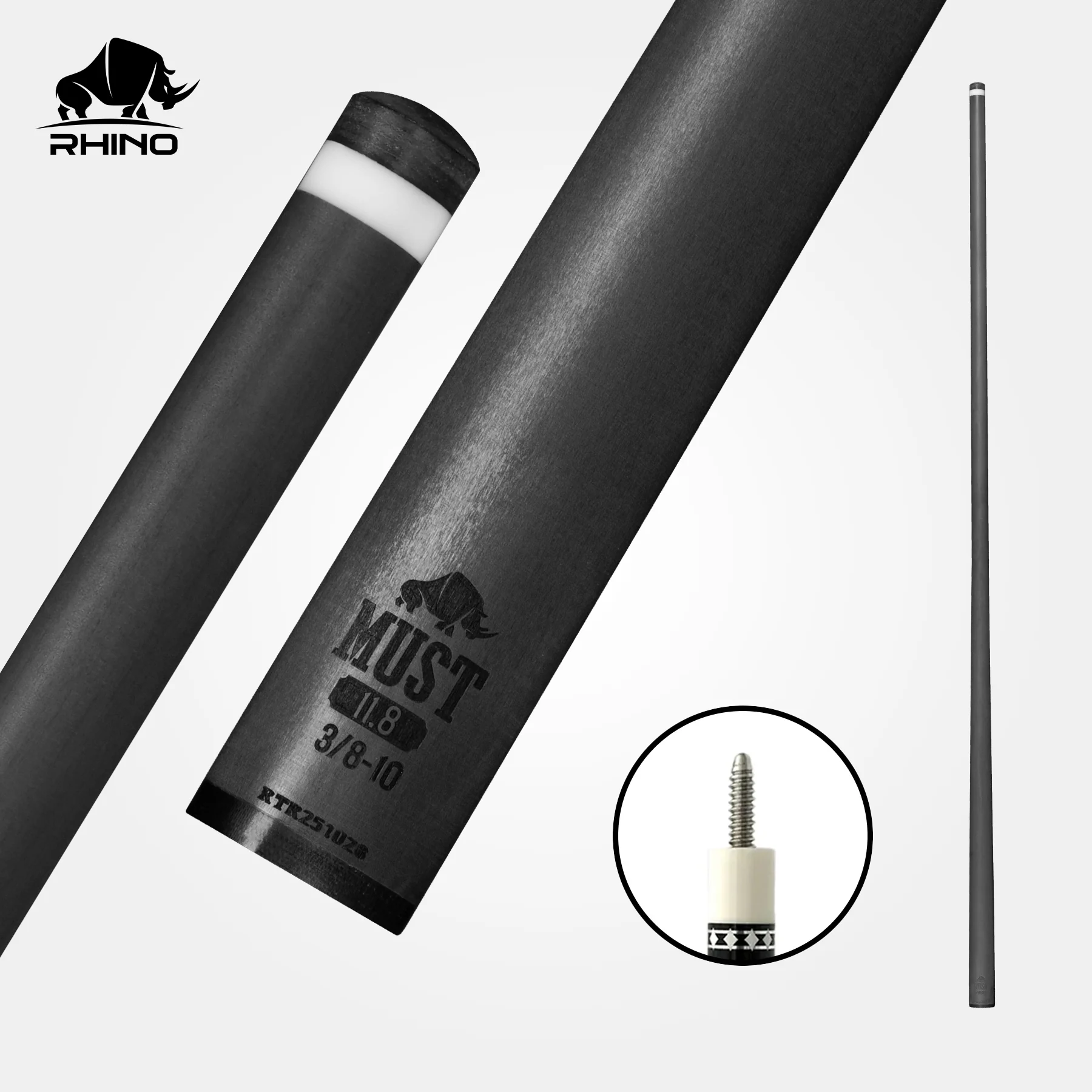 RHINO MUST 30" / 3/8-10 Pro Carbon Pool Cue Single Shaft