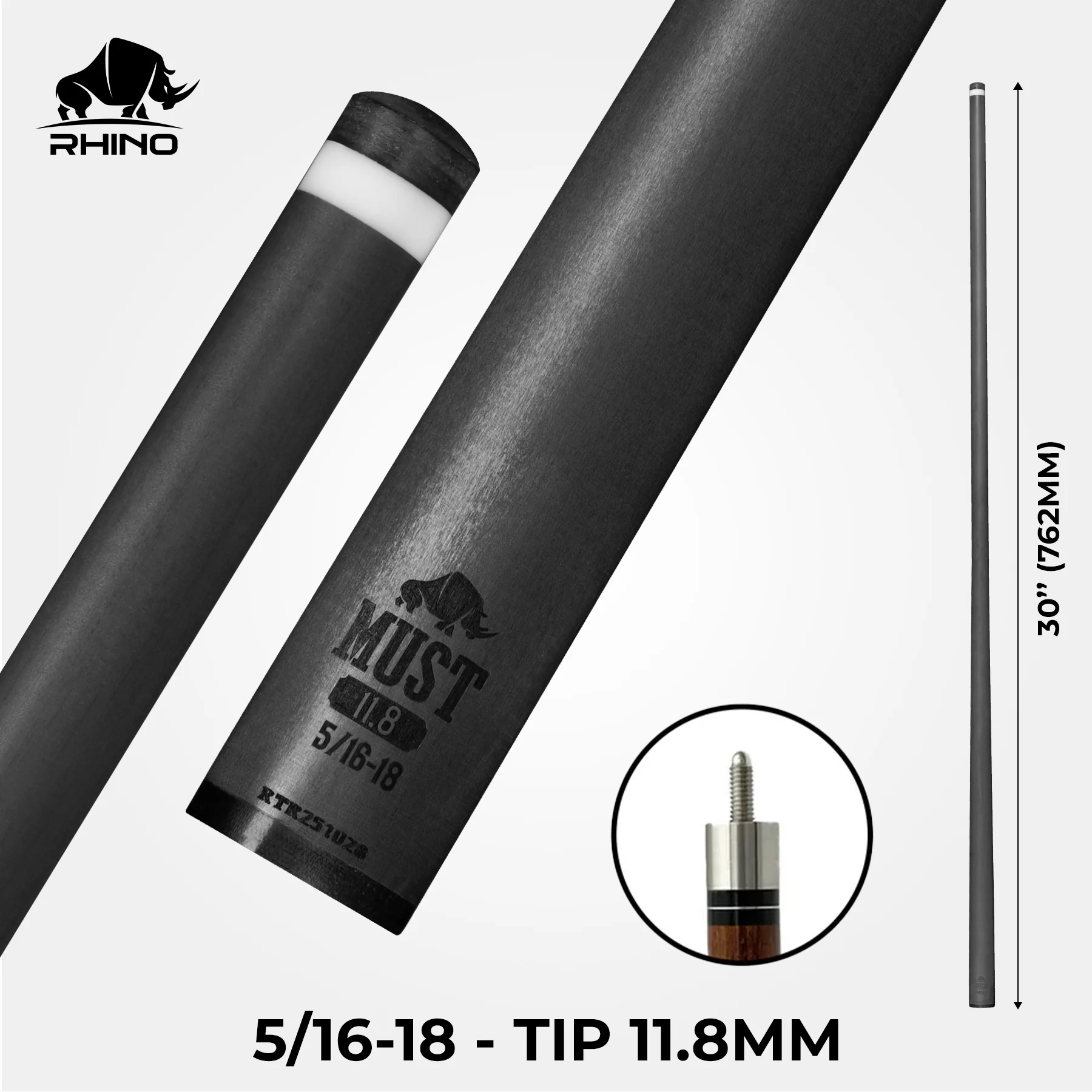 RHINO MUST 30" / 5/16-18 Pro Carbon Pool Cue Single Shaft - Image 5