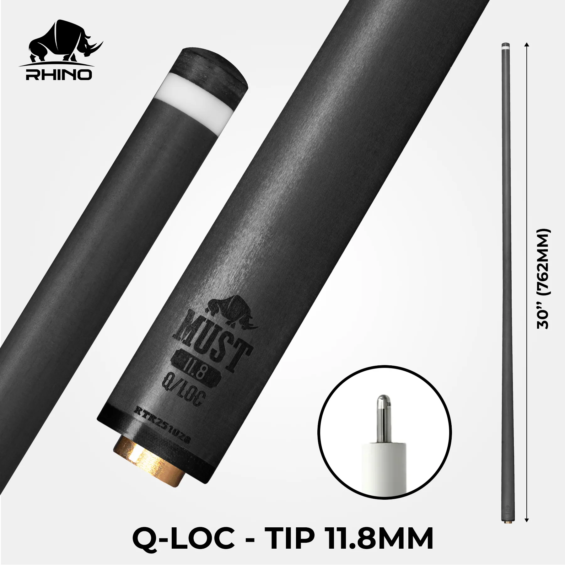 RHINO MUST 30" / Q-loc Pro Carbon Pool Cue Single Shaft - Image 5