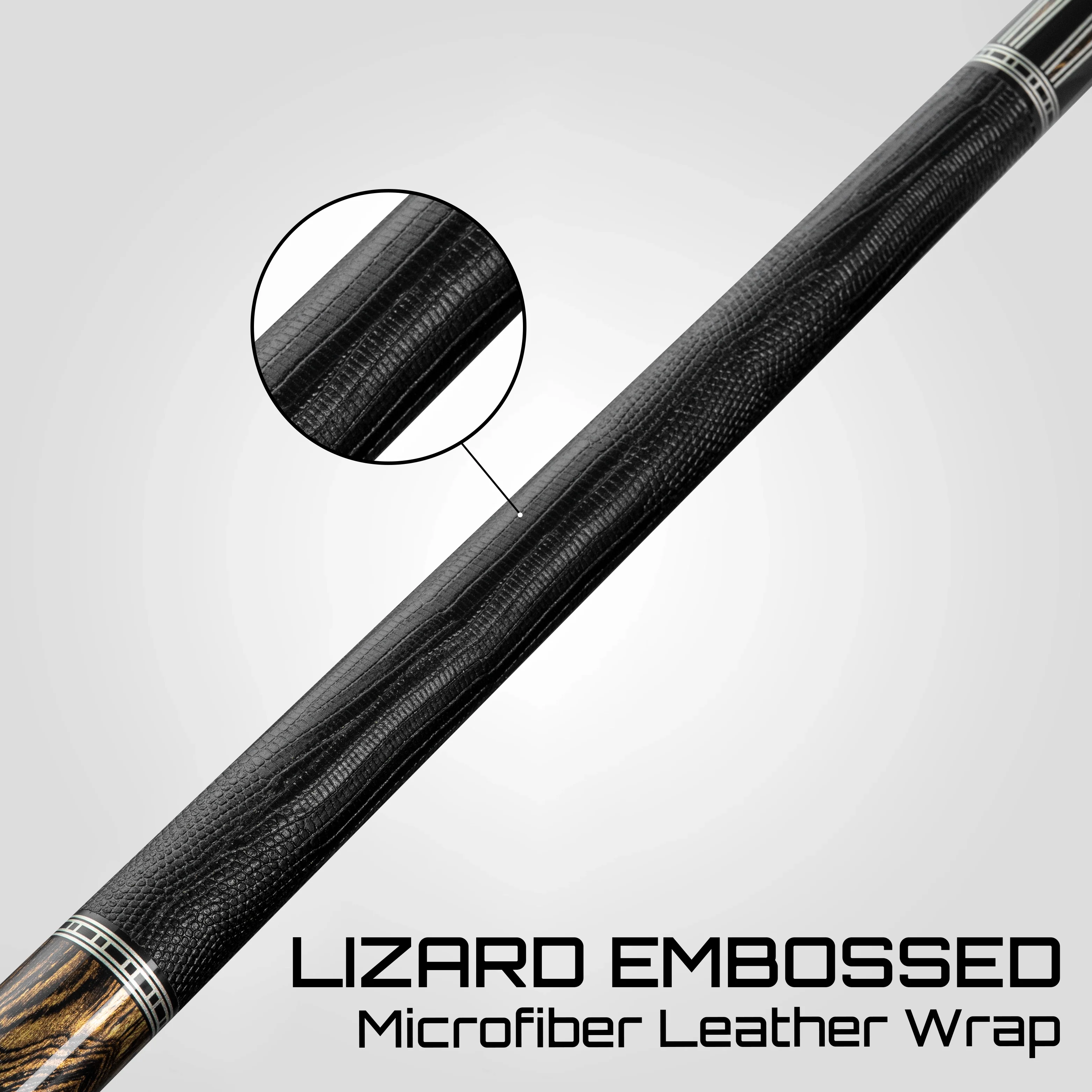 Rhino RETRÔ Pool Cue - Bocote - Lizard Embossed Microfiber Leather Wrap & Point - Image 5