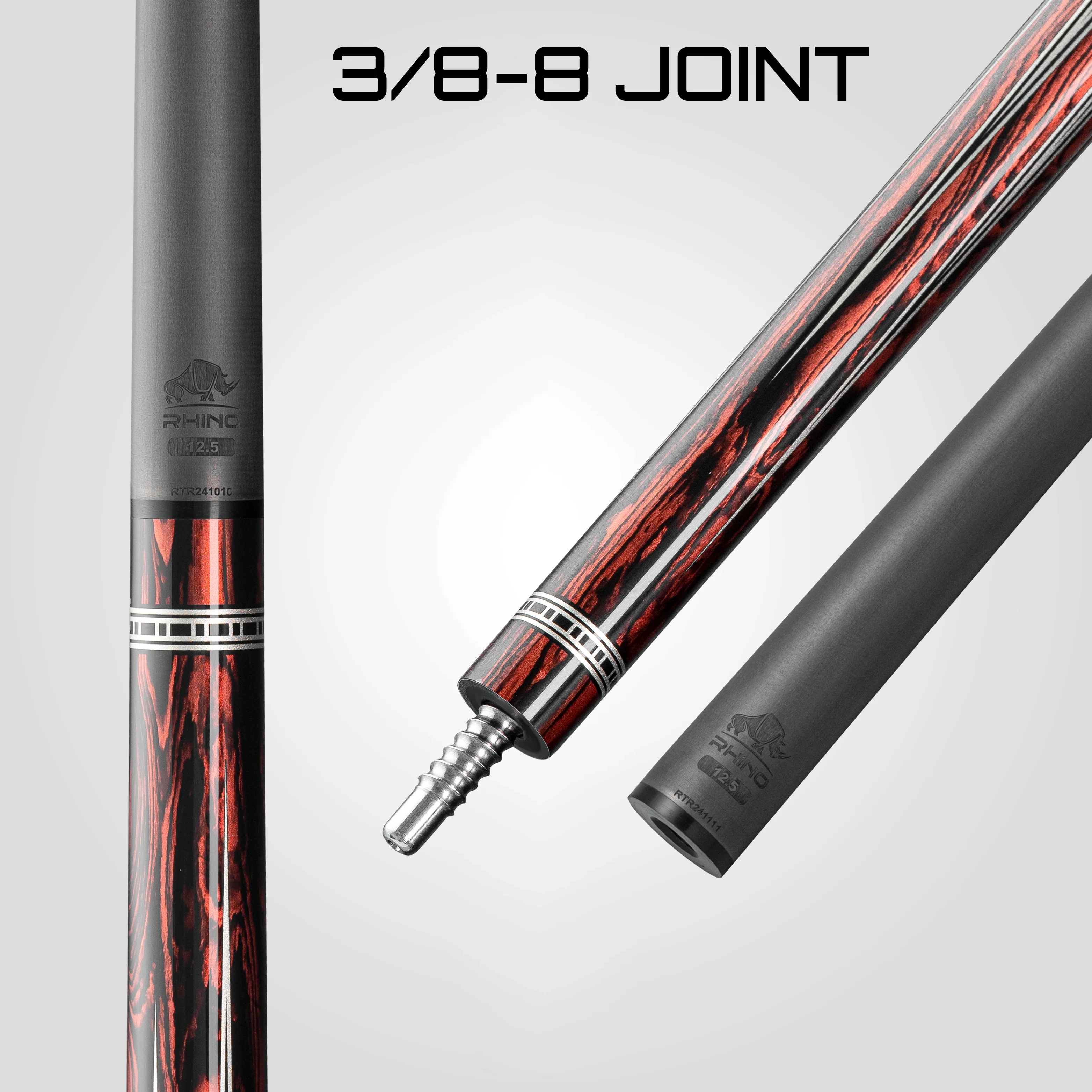 Rhino RETRÔ Pool Cue - Cocobolo - Lizard Embossed Microfiber Leather Wrap & Point - Image 7