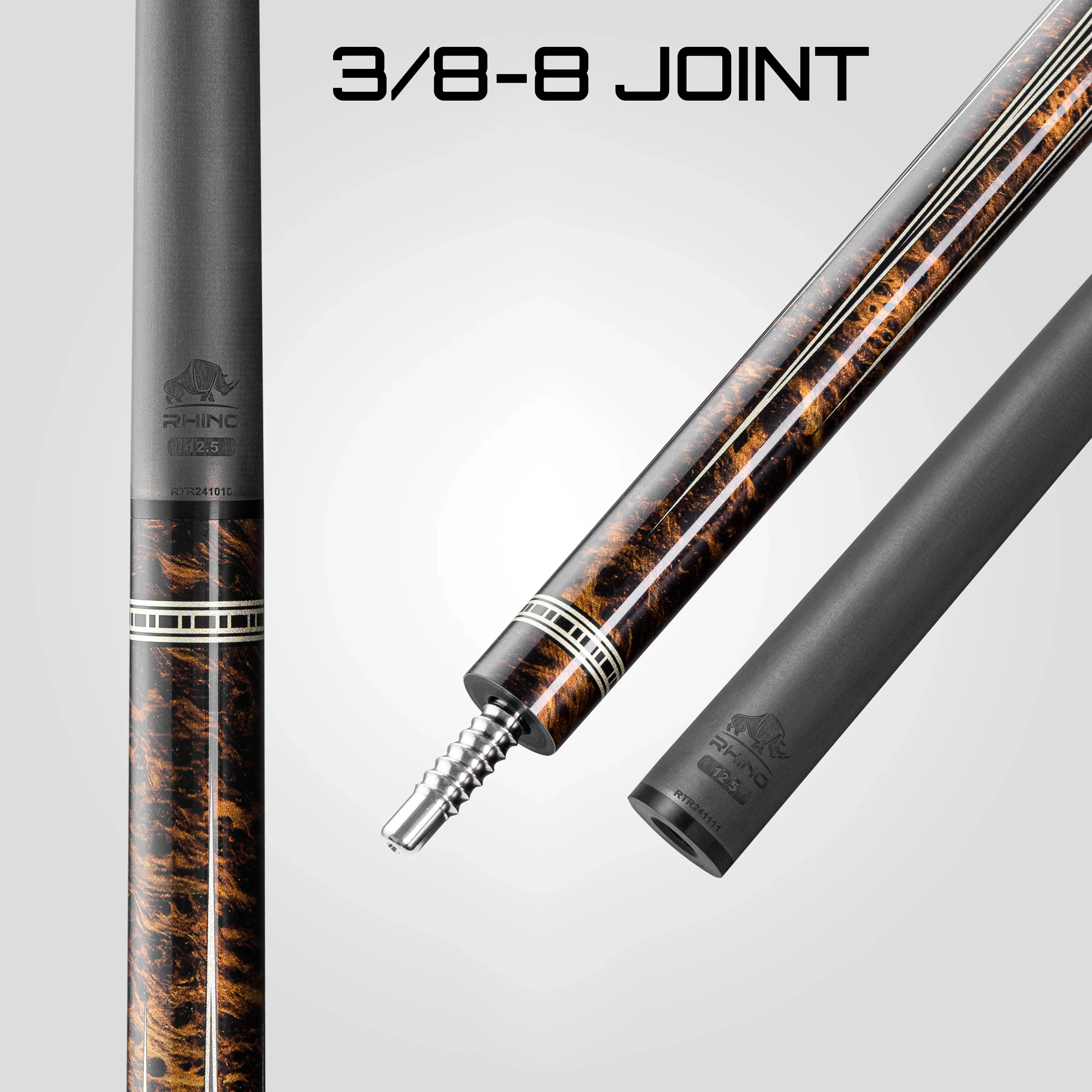 Rhino RETRÔ Pool Cue - Thuya - Lizard Embossed Microfiber Leather Wrap & Point - Image 7